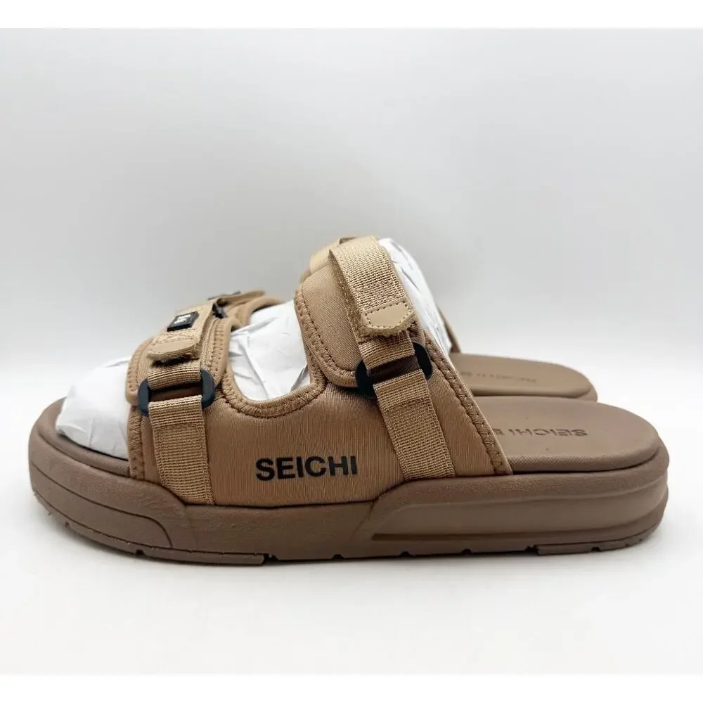 SEICHI Men's Sandoru Ni Slide Sandals SIZE 11 EU 44 Mocha Brown Velcro Strap NIB